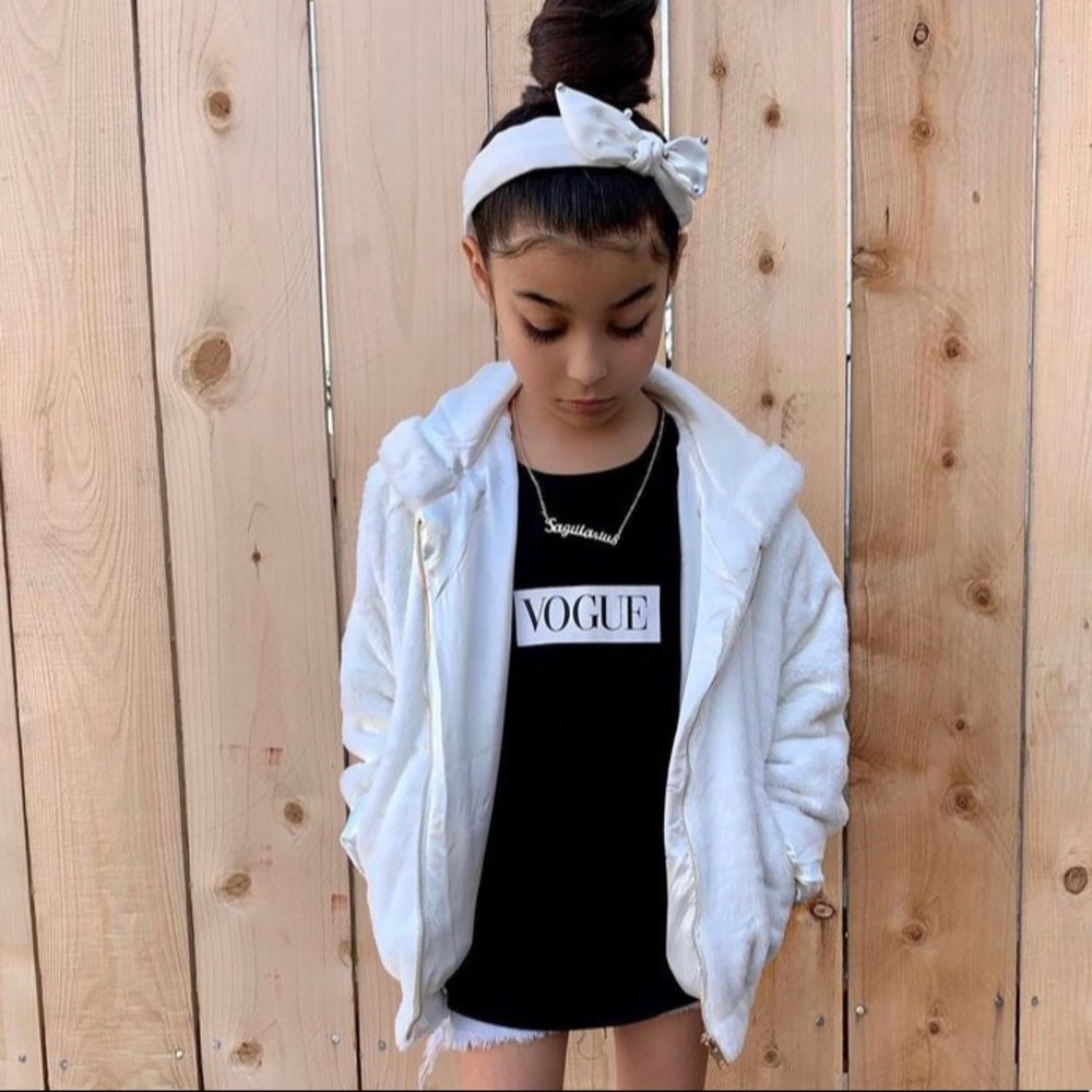 Girls size 8 faux fur hood jacket